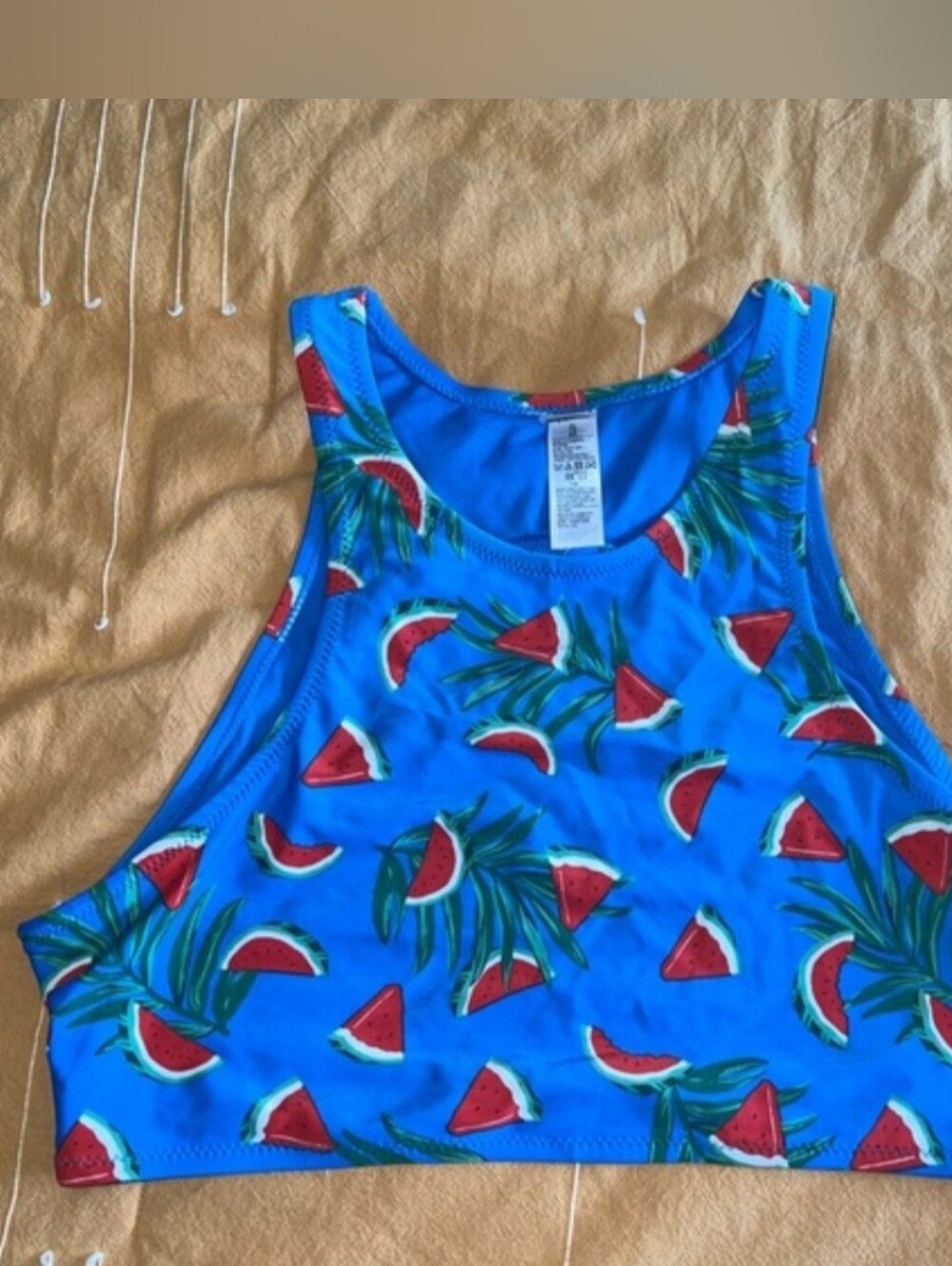 Old Navy Blue Watermelon Print Halter Open Back Swim Top XL